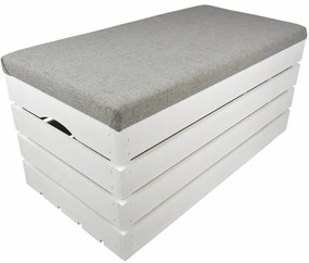 Pufa kufer skrzynia drewniana sosnowa siedzisko 80cm malowana biała