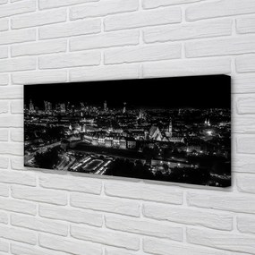 Obraz drukowany na płótnie Nocna Panorama Warszawskich Drapaczy Chmur