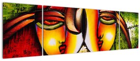 Obraz - Obraz olejny, abstrakcyjne twarze (170x50 cm)
