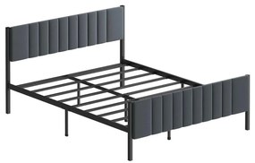 Metalowe łóżko dwuosobowe LUNOR 160x200 cm, antracyt, nośność 200 kg