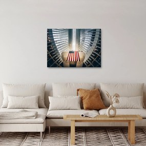 Obraz budynku z flagą USA (70x50 cm)
