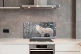 Panel Szklany Dziki Wilk w Zimowej Aurze