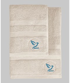 Beżowe bawełniane ręczniki zestaw 2 szt. frotte Peace – Foutastic