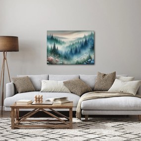 Obraz - Leśny krajobraz z mgłą (70x50 cm)