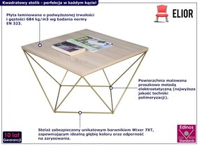 Stolik kawowy z metalowym stelażem dąb sonoma + złoty - Galapi 3X