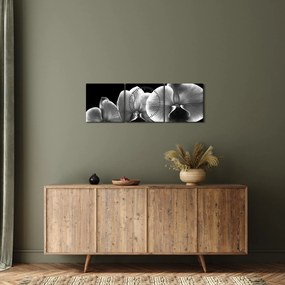 Obraz kwiatu orchidei (z zegarem) (90x30 cm)