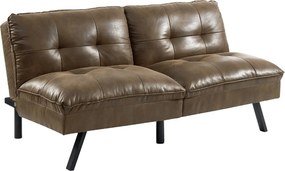 Kanapa rozkładana 3-osobowa z brązowej postarzanej mikrofibry - PEGULA II