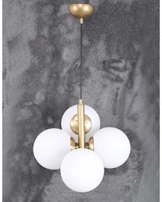 Lampa wisząca w biało-złotym kolorze ze szklanym kloszem ø 15 cm Forte – Squid Lighting