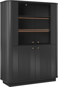 Witryna Vesper 103 cm czterodrzwiowa na cokole - czarny / złote uchwyty