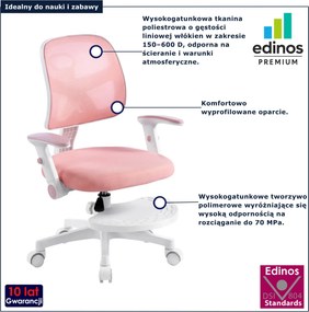 Różowe krzesło obrotowe biurowe dla dziewczynki W5-K05