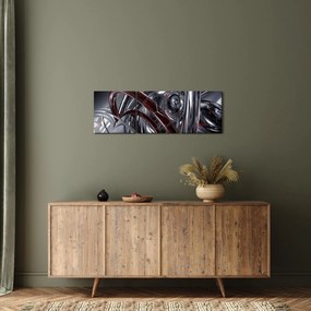 Obraz szarej abstrakcji (z zegarem) (90x30 cm)