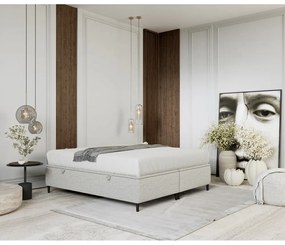 Jasnoszare tapicerowane łóżko dwuosobowe ze schowkiem 180x200 cm Tate – Maison de Rêve