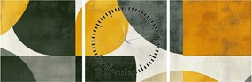 Obraz - Abstrakcja w oliwkowym kolorze (z zegarem) (90x30 cm)