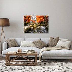 Obraz - Wodospady w pomarańczowym lesie (70x50 cm)