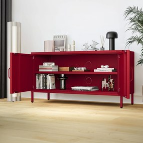 Szafka RTV metalowa na nóżkach czerwona Modern ROSA 1150 x 595 x 400 mm