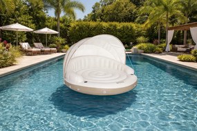 Dmuchana wyspa basenowa z daszkiem Intex, 199x150 cm - materac do basenu z oparciem