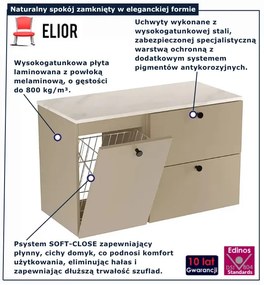 Szafka pod umywalkę z koszem cappuccino + marmur G0-L86