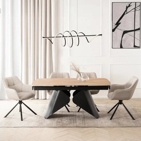 Zestaw Stół Rozkładany VERONA 160-240 cm Dąb/Czarny i 4 Krzesła PEONY 2 Beżowe
