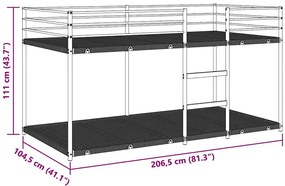 Łóżko czarne piętrowe metalowe 100 x 200 cm S3-E73