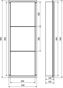 Mexen X-Wall-NR półka wnękowa bez kołnierza z półką 90 x 30 cm, biała - 1921903010S