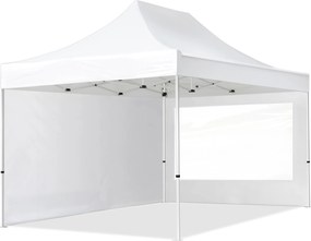 TOOLPORT 3x4,5 m Namiot Ekspresowy, ECONOMY Stal 30mm, ze ścianami bocznymi, okna panoramiczne, biały - (59048)