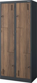 Szafa socjalna czterokomorowa Eco Design Julia 80x45x185 cm antracyt/orzech