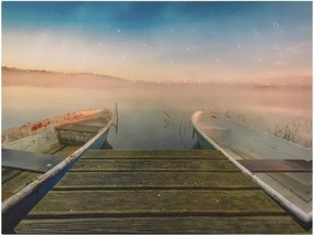 Obraz na ścianę "Molo z łódkami", LED z timerem, 30 x 40 cm