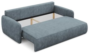Szaroniebieska rozkładana sofa z tkaniny szenilowej ze schowkiem 218 cm Lilo – Makamii