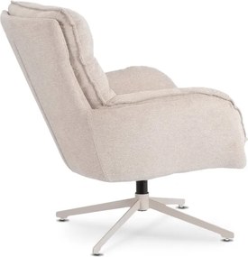 Fotel Wypoczynkowy Obrotowy PASADENA z Podnóżkiem Kremowy Nowoczesny