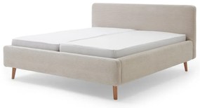 Beżowe tapicerowane łóżko dwuosobowe 160x200 cm Mattis Cord – Meise Möbel