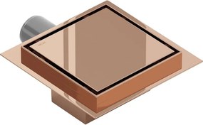 Mexen Flat-Q M13 wpust podłogowy kwadratowy 12 x 12 cm, różowe złoto - 1610012