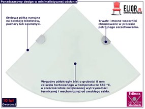 Półka narożna z białego szkła - Atrosa 2X