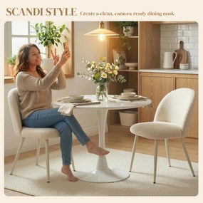 HOMCOM Krzesła do jadalni, krzesła kuchenne, miękkie tapicerowane chenille, 50,5 x 57,5 x 78,5 cm, kremowobiały | Aosom PL