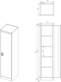 Metalowa szafa aktowa Alex Fresh Style 45x40x185 cm beżowa