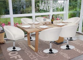 Krzesło do jadalni MCW-F19 (zestaw 6 sztuk),  imitacja skóry biały