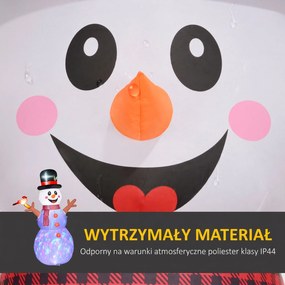 Outsunny Duży Śniegowiec, 2,40 m, Dekoracja Świąteczna z LED-ami, Samonadmuchujący się, Poliester