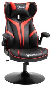 Vinsetto Fotel gamingowy ergonomiczny z funkcją przechylania krzesło komputerowe stal czerwony | Aosom PL