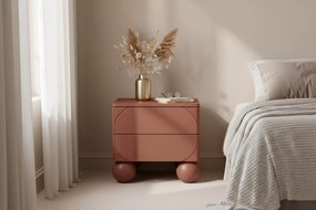 Szafka nocna z dwoma szufladami Sonatia II na nogach kulach 45 cm - burgund