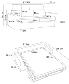 Ciemnoszara sztruksowa rozkładana sofa 215 cm Monaco – Bobochic Paris
