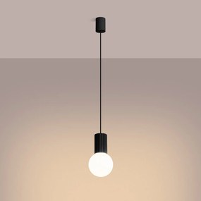 Lampa wisząca HALO 1 czarna ryflowana  SOLLUX  LIGHTING