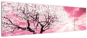 Różowy obraz drzewa (170x50 cm)