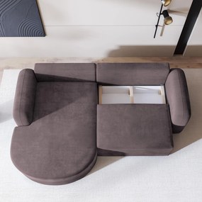 Masseno Narożnik AMILIA z funkcją spania i pojemnikiem na pościel Narozniki L, Rozkładana sofa - Wrzosowy, MONOLITH 62