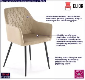 Tapicerowane beżowe metalowe krzesło K2-M12