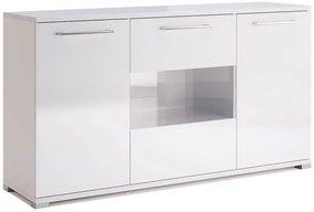 Biała duża komoda z witryną 150 cm H6-W75