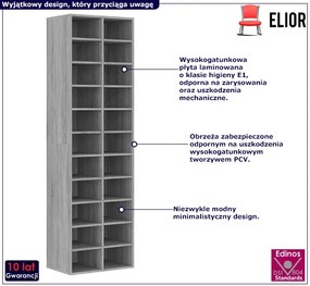 Wysoka otwarta szafa na buty szary dąb sonoma - Vaxon