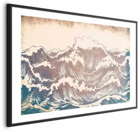 Plakat Olbrzymie fale 60x40 cm z ramą czarną z marginesem ARTGEIST B