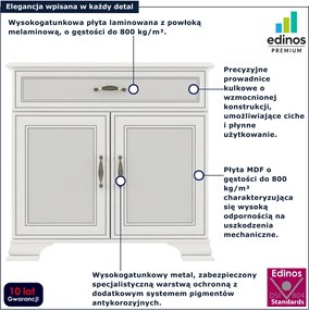 Komoda klasyczna z szafką i szufladą fineline crema H0-A13