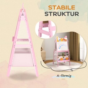 AIYAPLAY 2-w-1 Sztaluga Malarska dla Dzieci z Tablicą Kreidową i Białą, Pojemniki na Akcesoria, dla Dzieci w Wieku 3-8 Lat, Różowa