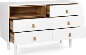 Komoda do Salonu NAOMI 120 cm Biała z Szufladami i Półką Skandynawska