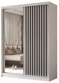 Szafa przesuwna - Lamel z lustrem 160 cm, biały mat